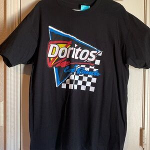 Men's Doritos Cool Ranch Racing checkerboard Flag Triangle Tee Size L - NWT